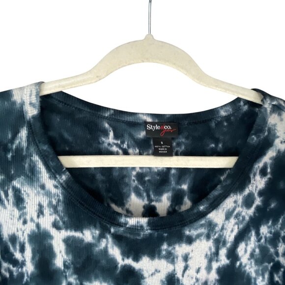 Style & Co Womens Tie-Dye Long Sleeve Top Pink Heart Ribbed Casual  Size S - Picture 3 of 8